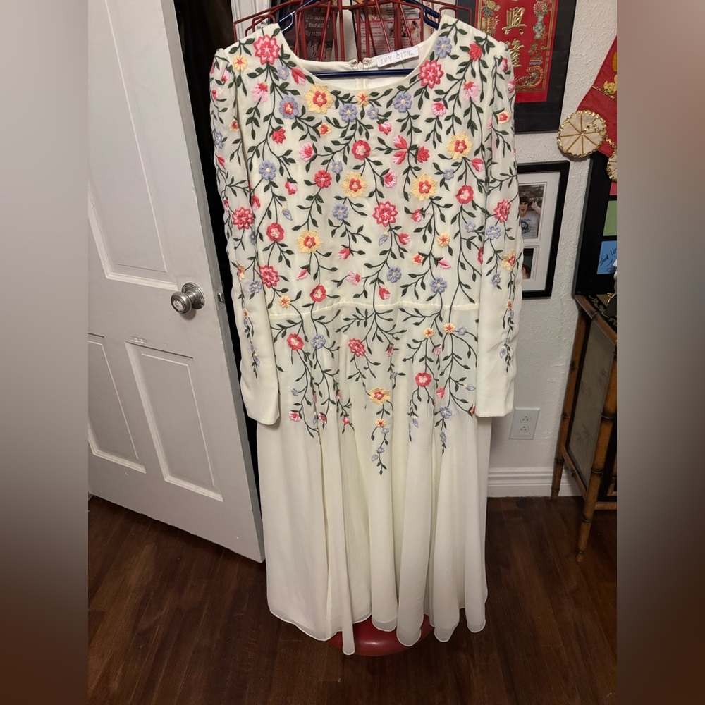 Ivy City Co. Adele Midi Floral Embroidered Dress
Excellent Condition.